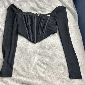 That’s So Fetch Black Corset Long Sheer Sleeves Top Size 2